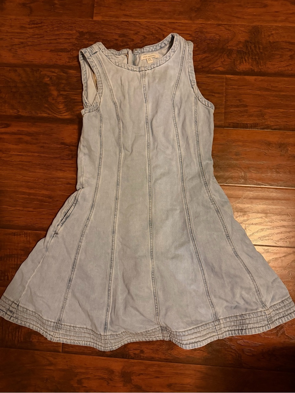 Light Blue Denim Midi Dress - Sleeveless Fit & Flare